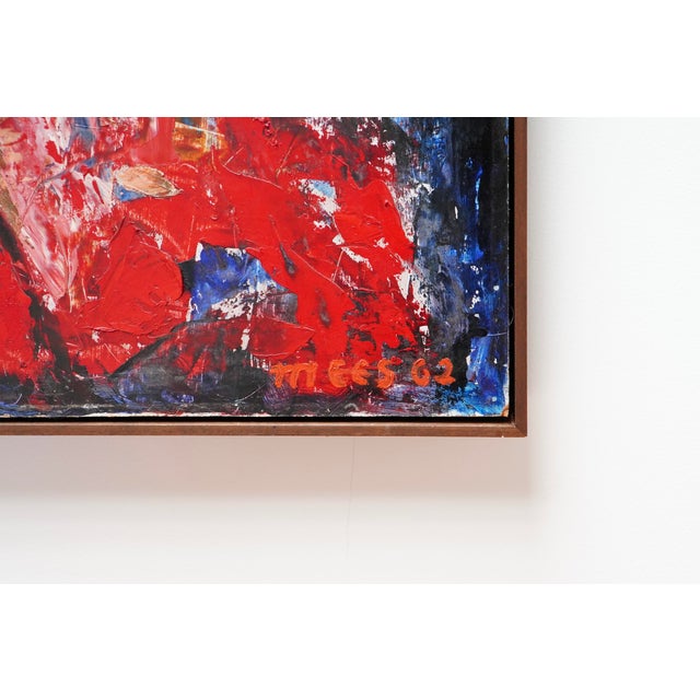 Mid-Century Modern Jozef Mees, Early Lyrical Abstract Composition, Belgium, 1963, Oil on Panel For Sale - Image 3 of 9