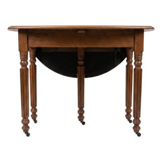 Vintage Oak Drop-Leaf Dining Table For Sale