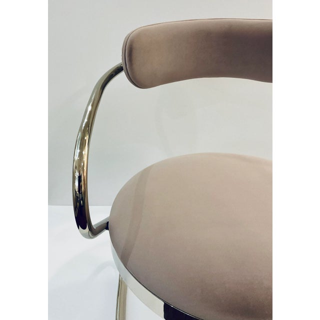 Metal Caracole Modern Taupe Velvet Retrospective Dining Chairs Set of 4 For Sale - Image 7 of 8