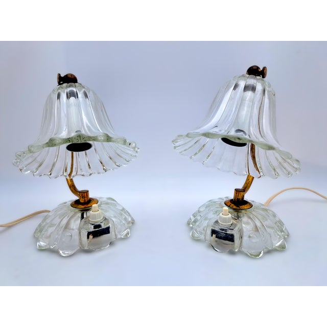 Murano Glass Table Lamps attributed to Barovier & Toso, 1950s, Set of 2 For Sale - Image 11 of 12