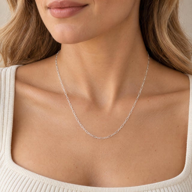 Late 20th-Century 16" 1.7mm Textured Alternating Cable Neckchain For Sale - Image 4 of 4