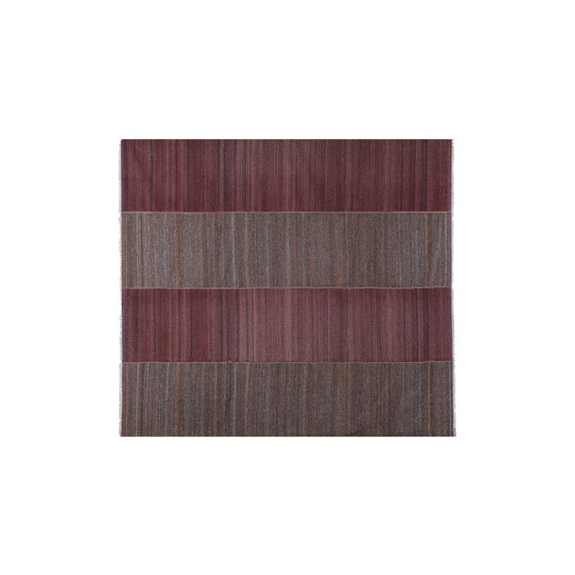 1960s Striped Turkish Kilim Rug 9'5'' X 10'2'' For Sale - Image 5 of 12