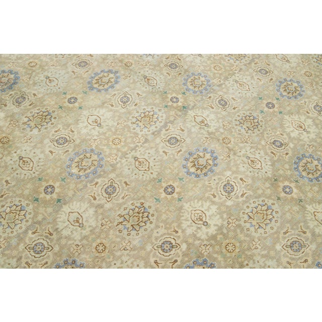 Antique 1920s Persian Tabriz Wool Rug With Floral Pattern in Beige For Sale - Image 4 of 9