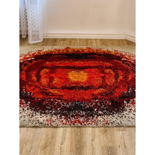 Large Polish Flame Shag Rug by Zakłady Tkanin Dekoracyjnych Welur, Kietrz, 1970s For Sale - Image 16 of 18