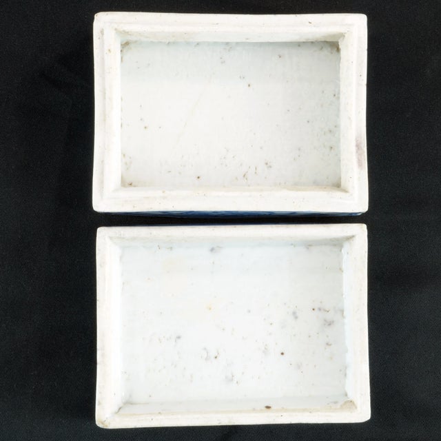 Ceramic Chinese Porcelain Blue White Box With Lotus Scrolling 19th Century For Sale - Image 7 of 8