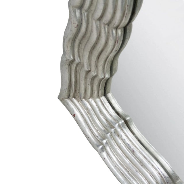 Neoclassical Regency Rectangular Silver Mirror in Hand-Carved Wood, 1970 For Sale - Image 4 of 6