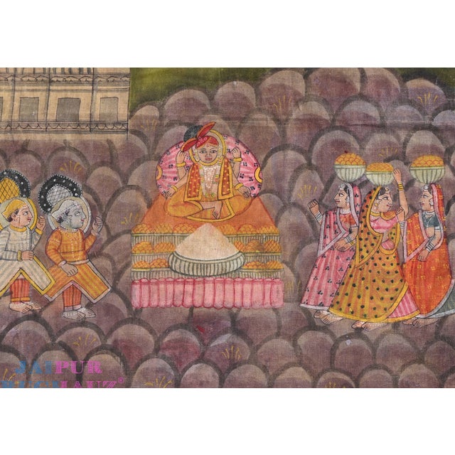 Indian Artist, Pichwai Painting of Shreenath Ji with Gopis, Painting on Cotton For Sale - Image 3 of 7