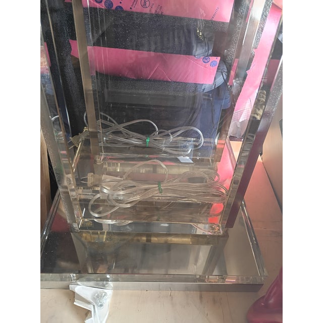 Contemporary Elegant Crystal Slab Lamps by Global Views a Pair For Sale - Image 14 of 14