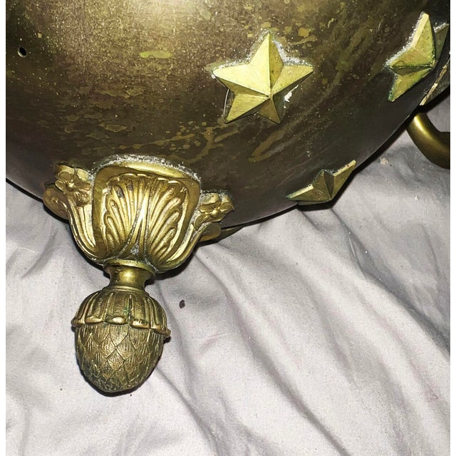 1900 - 1909 French Empire Style Gilded Celestial Globe Chandelier For Sale - Image 5 of 9