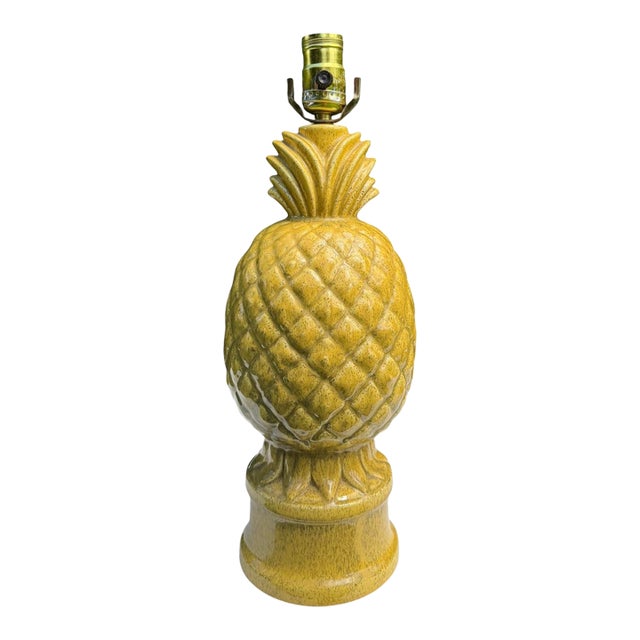 Vintage Glazed Ceramic Pineapple Form Table Lamp For Sale