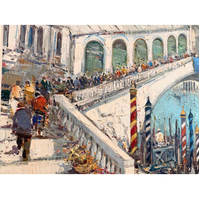 Original Ciro Canzanella Oil Painting "Ponte Di Rialto" 42x57 For Sale - Image 10 of 16