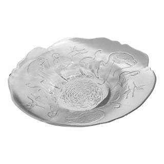 Glass Fruit Bowl with Flamingos by Walther Glas, Germany, 1980s For Sale