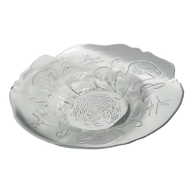 Glass Fruit Bowl with Flamingos by Walther Glas, Germany, 1980s For Sale
