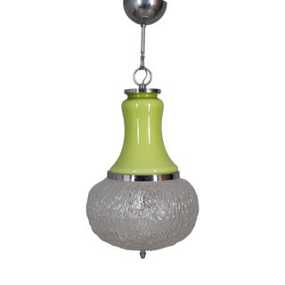 Vintage Italian Green Glass Pendant Lamp, 1970s For Sale