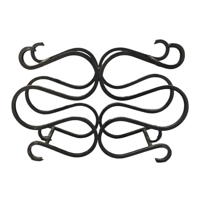 Late 20th Century Vintage Mid-Century Modern Black Wrought Iron 6-Bottle Wine Holder Rack For Sale - Image 6 of 6