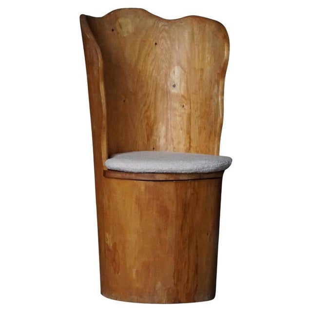 Mid-Century Modern Brutalist Swedish Stump Chair in Pine & Bouclé, 1970s For Sale - Image 17 of 17