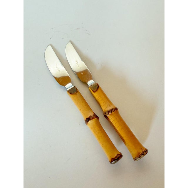 Incredible chic and elegant rare bamboo flatware designed in the early 1950s by Danish designer Kay Bojesen in bamboo &...