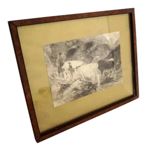 Late 19th Century Figurative Pencil Sketch by Herman Hartwich, Framed