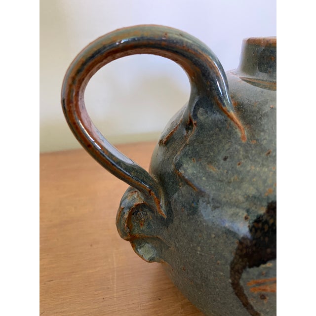 1960s Brutalist Studio Pottery Stoneware Teapot With Abstract Glazing by Laura Vaughn For Sale - Image 10 of 13