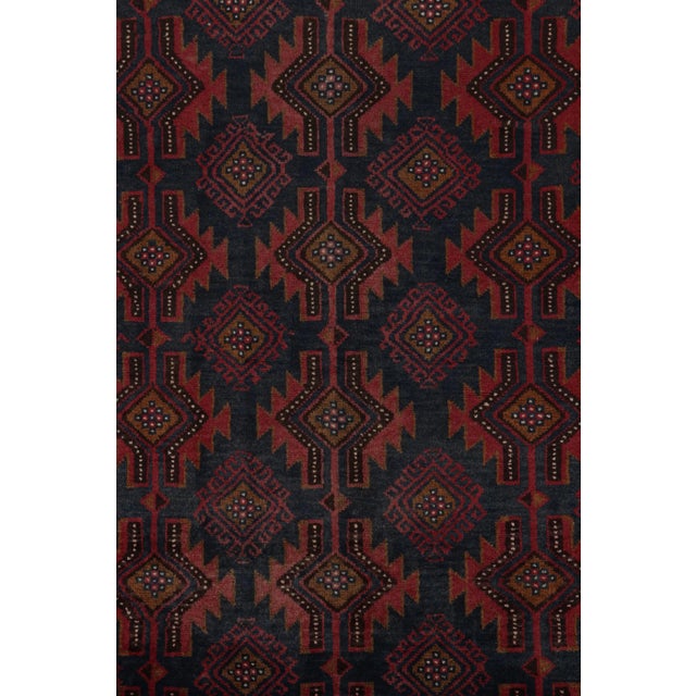 Tribal Rug & Kilim’s BaluRug & Kilim’s Baluch Tribal Rug With Burgundy and Navy Blue Geometric Patterns For Sale - Image 3 of 8