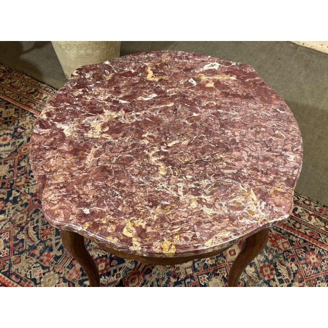 20th Century Louis XV Pedestal Table in Rosewood and Oak with Marble Top For Sale - Image 9 of 10