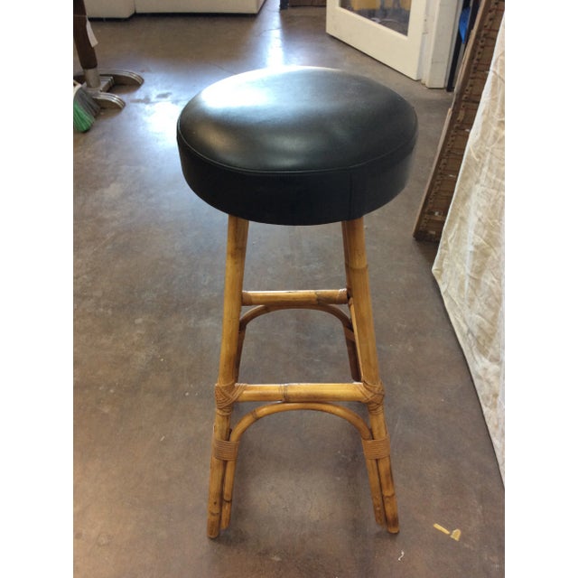 1950s French Rattan and Bamboo Bar Stools - a Pair For Sale - Image 6 of 13