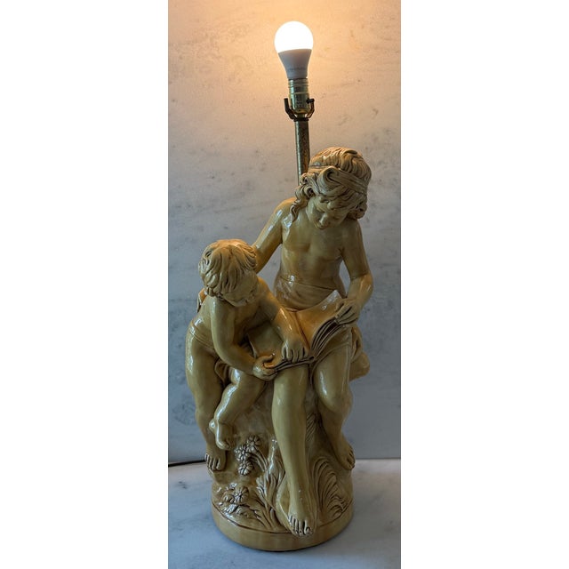 Large Vintage Italian Statue Table Lamp For Sale - Image 9 of 12