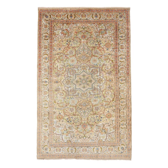 Textile 1960s Vintage Silk Turkish Kaisari Rug- 4′9″ × 7′7″ For Sale - Image 7 of 7