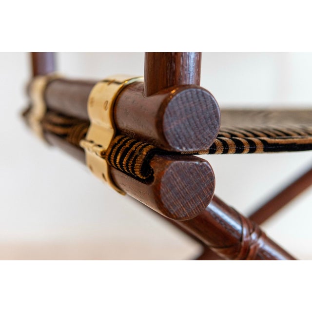 1970s 1970's McGuire Director's X-Chair in Velvet Jacquard For Sale - Image 5 of 11