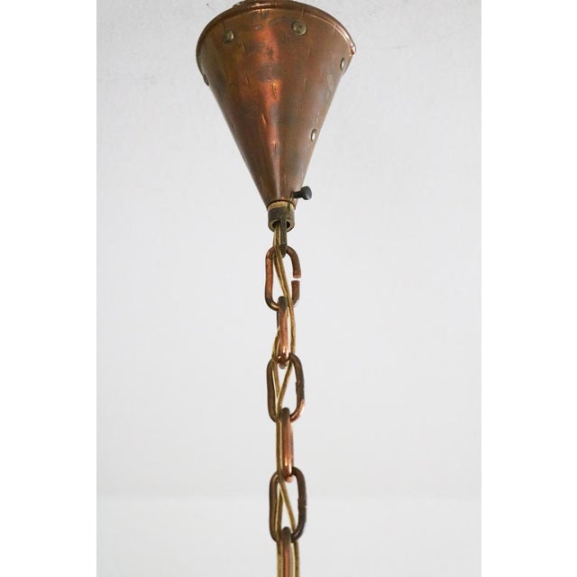 Danish Brutalist Hand-Hammered Copper Pendant Lamp by ES Horn Aalestrup, 1960s For Sale - Image 6 of 9