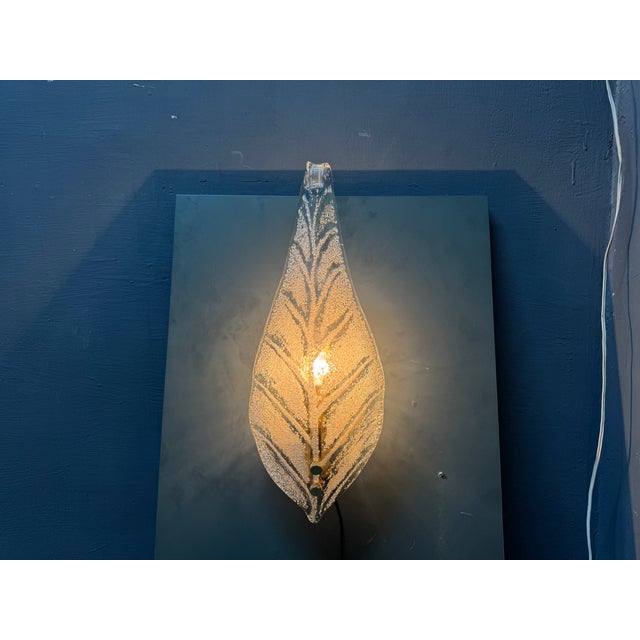 Murano Glass Frosted Leaf Sconces, 1960s, Set of 2 For Sale - Image 7 of 9