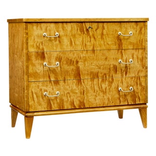 Mid-Century Scandinavian Tiger Birch Chest of Drawers, 1950 For Sale