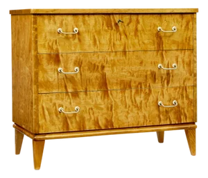 Mid-Century Scandinavian Tiger Birch Chest of Drawers, 1950
