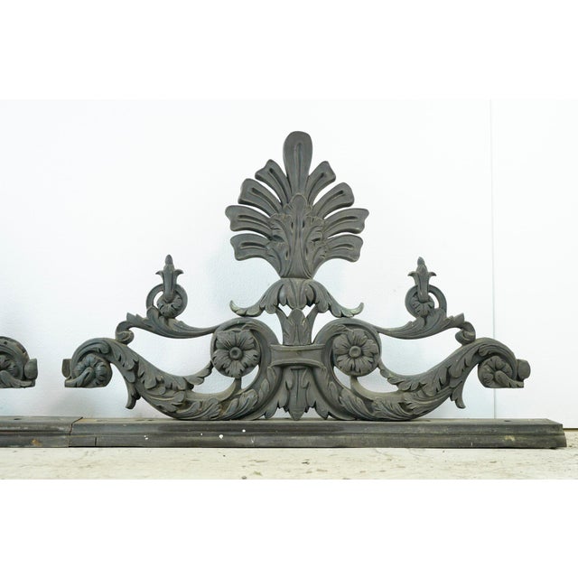Metal Pair of Highly Ornate Verdigris Cast Bronze Architectural Pediments For Sale - Image 7 of 10