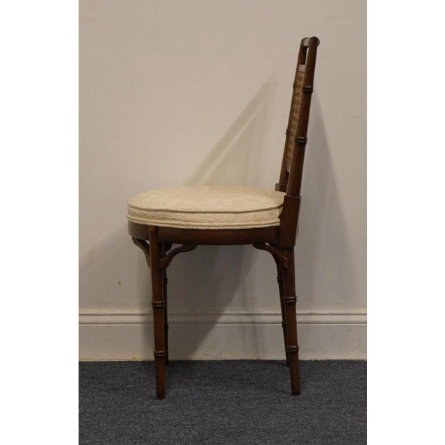 Late 20th Century Hickory Furniture Asian Inspired Faux Bamboo Cane Back Side Chair W. Round Seat For Sale - Image 5 of 9