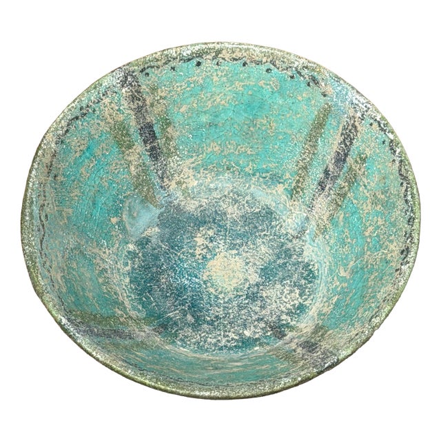 Seljuk Turquoise Glazed Pottery Bowl For Sale