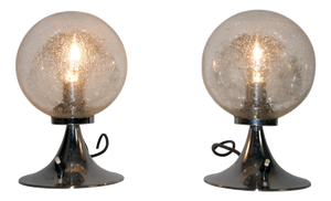Vintage German Chrome and Glass Table Lamps, 1960s, Set of 2