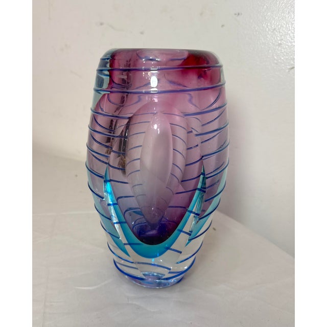 High Quality Vintage Hand Blown Italian Murano Signed Art Studio Glass Vase For Sale In New York - Image 6 of 14