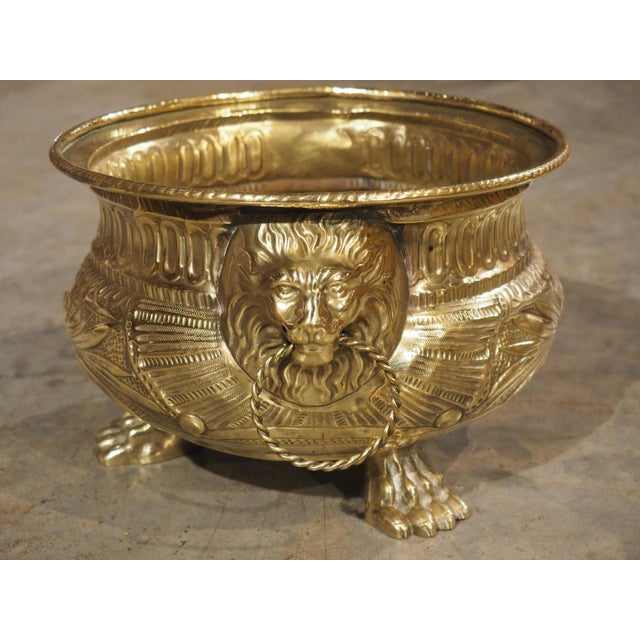 Metal A Polished Circa 1900 French Brass Jardiniere Table Planter For Sale - Image 7 of 14