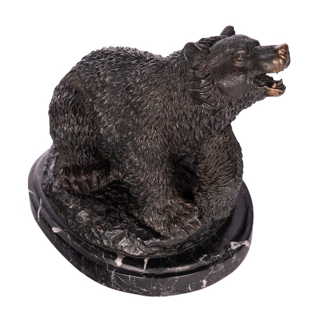 Coffee Antique 19th Century French Bonze Animalier Brown Bear Statue Sculpture Paris After Antoine-Louis Barye Circa 1870 For Sale - Image 8 of 12