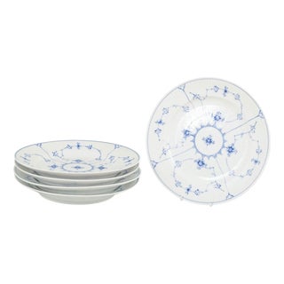 Blue Fluted Plain. Five Lunch Plates in Porcelain from Royal Copenhagen, 1950s., Set of 5 For Sale