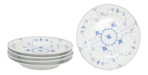 Blue Fluted Plain. Five Lunch Plates in Porcelain from Royal Copenhagen, 1950s., Set of 5