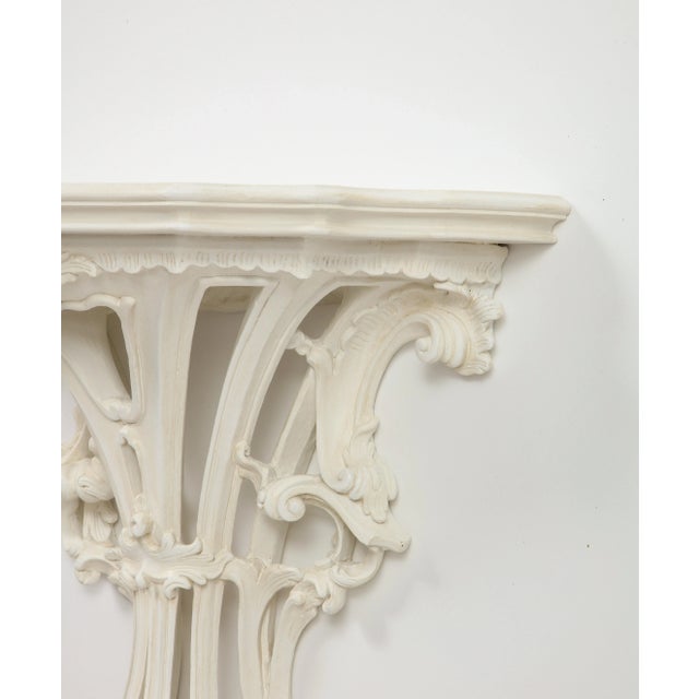 White A Pair of Large White-Gessoed Louis XV Style Wall Brackets For Sale - Image 8 of 11