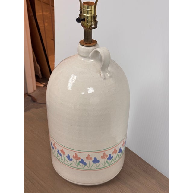 Traditional Late 20th Century Floral Stoneware Jug Table Lamp For Sale - Image 3 of 12