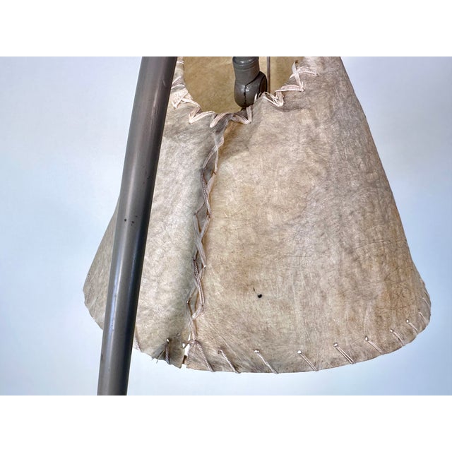 Brass Arc Floor Lamp with Parchment Lampshade, Germany, 1950s For Sale - Image 9 of 17