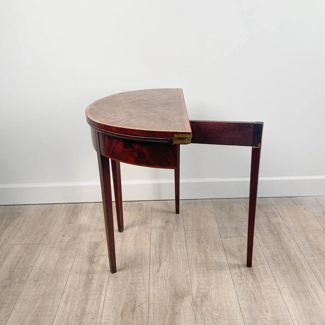 18th Century Circa 1790 George III Demilune Game Table, England For Sale - Image 5 of 9