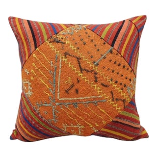 Vintage Cray-Patchwork Square Woven Decorative Pillow For Sale