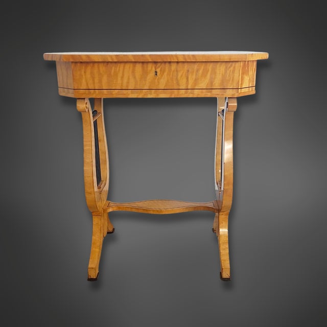 Vintage Biedermeier Style Lyre-Shaped Table, 1920 For Sale - Image 9 of 9