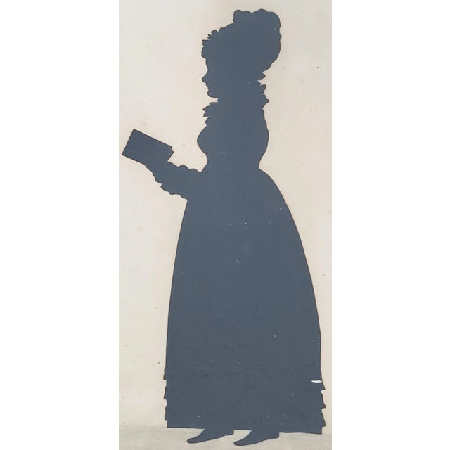 Antique Hand Cut Silhouette of a Young Woman Reading a Book 19th Century For Sale - Image 9 of 11