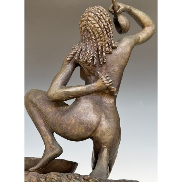 Signed Issa K. Diop 1977 Nude African Woman Bronze Sculpture For Sale - Image 10 of 18